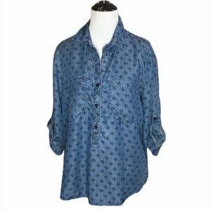 Velvet Heart Tencel Blue Pull Over Top Size Medium